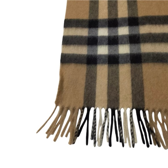 Auth Burberry Giant Check House Plaid Cashmere Scarf Stole Muffler Archive Beige - Picture 4 of 9